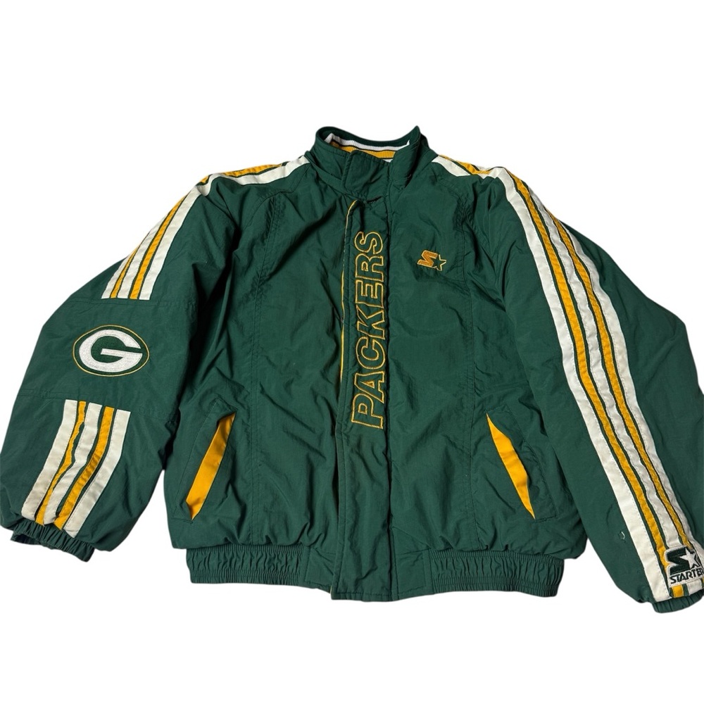 STARTER Green and Gold Green Bay Packers Puffer Jacket Youth L
